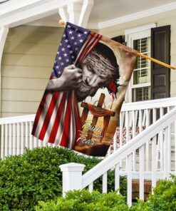 jesus cross christian. faith over fear flag 5553