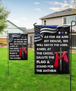 jesus cross thin blue line flag as for me and my house we will serve the lord flag mln820fv1 6089