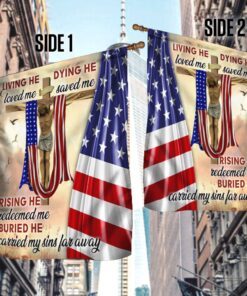 jesus crucifixion flag living he loved me dying he saved me ddh3325f 1807