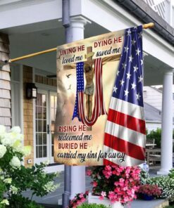 Jesus Crucifixion Flag Living He Loved Me Dying He Saved Me DDH3325F