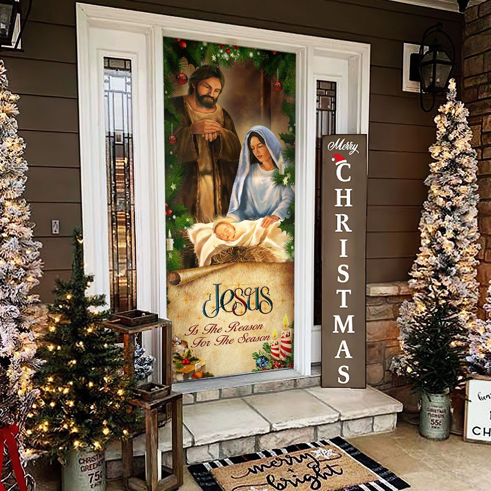 Jesus Door Cover Jesus Is The Reason For The Season Christmas Door Cover TRL1629D - Image 2