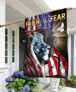 Jesus Faith Over Fear, Christian Cross American Flag TPT170F