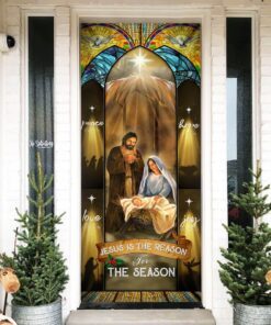 jesus family, jesus is the reason for the season christmas door cover thb3517dv2 2359