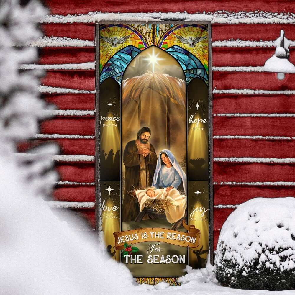 Jesus Family, Jesus Is The Reason For The Season Christmas Door Cover THB3517Dv2 - Image 4