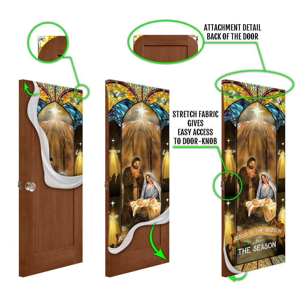 Jesus Family, Jesus Is The Reason For The Season Christmas Door Cover THB3517Dv2 - Image 5