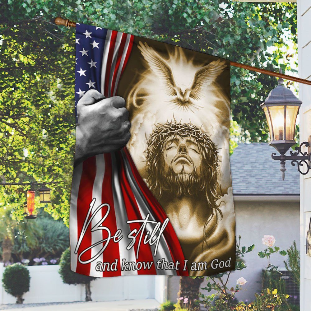 Jesus Flag Be Still And Know That I Am God Holy Spirit American Flag TRL1734Fv1 - Image 2