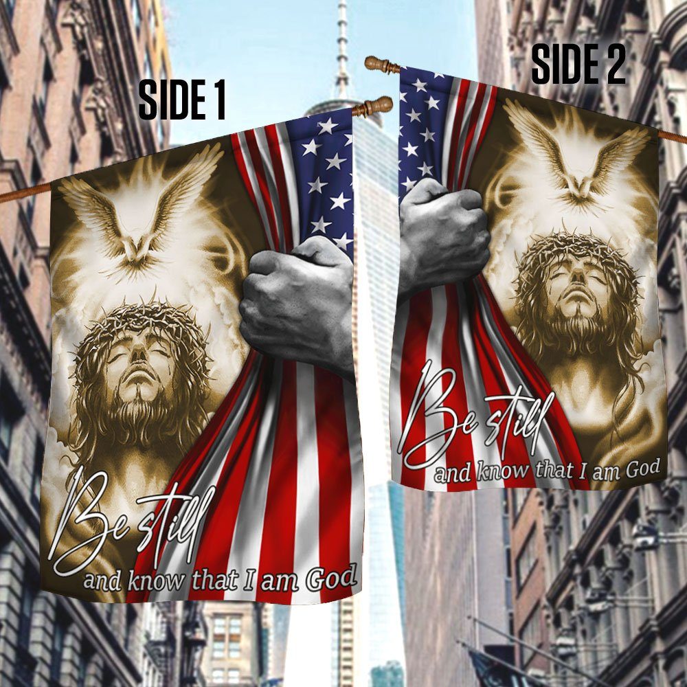 Jesus Flag Be Still And Know That I Am God Holy Spirit American Flag TRL1734Fv1 - Image 3