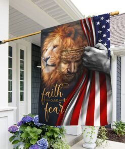 Jesus Flag Faith Over Fear God Jesus Lion Flag TRL1579F
