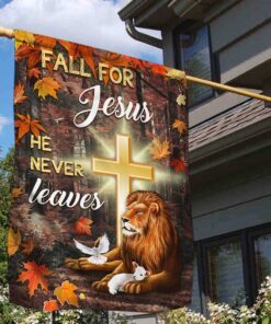 Jesus Flag Fall For Jesus He Never Leaves God & Lion DBD2799F