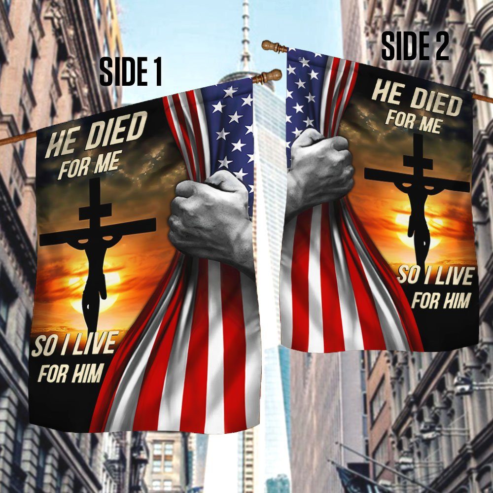 Jesus Flag He Died For Me So I Live For Him Jesus  QTR51F - Image 3