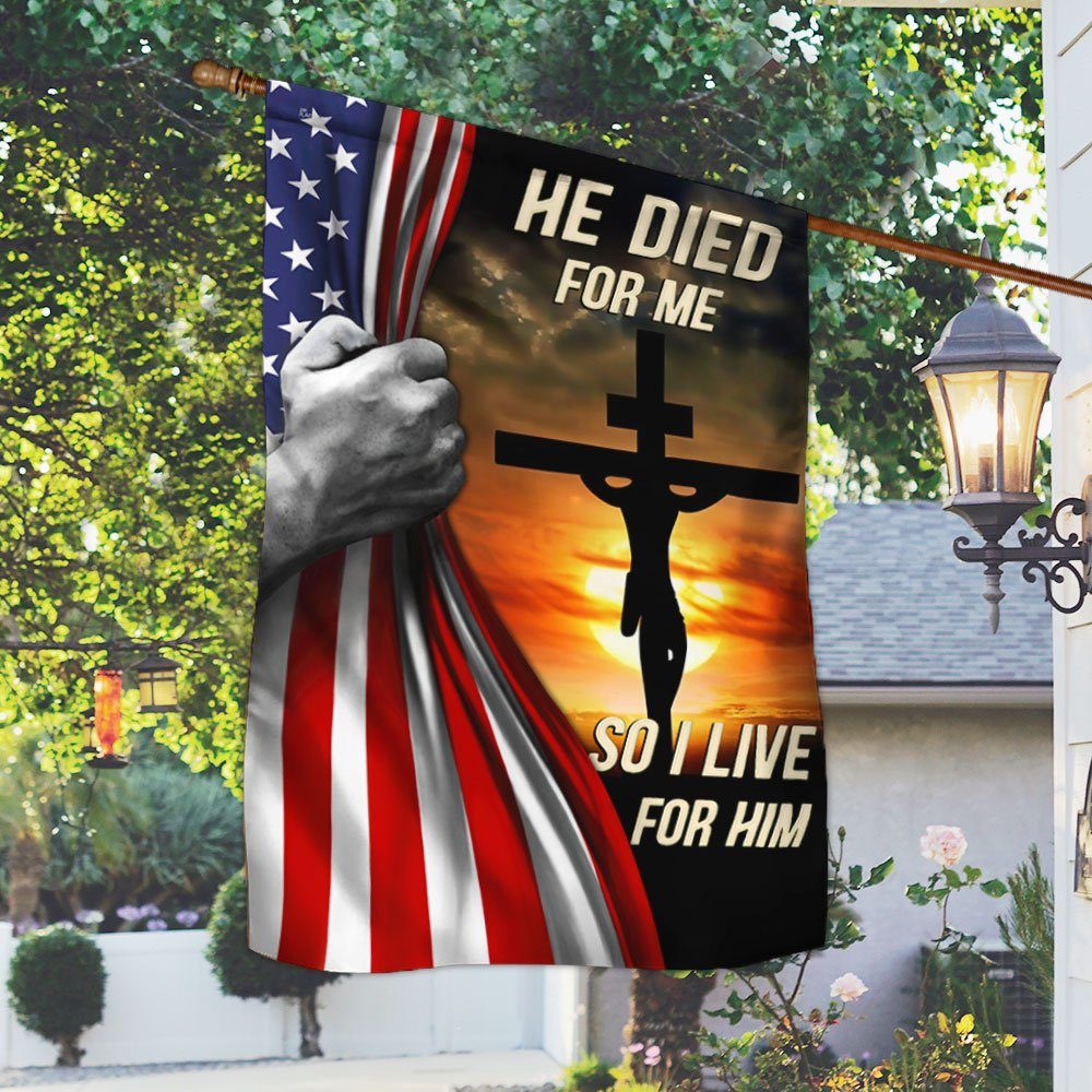 Jesus Flag He Died For Me So I Live For Him Jesus  QTR51F - Image 2