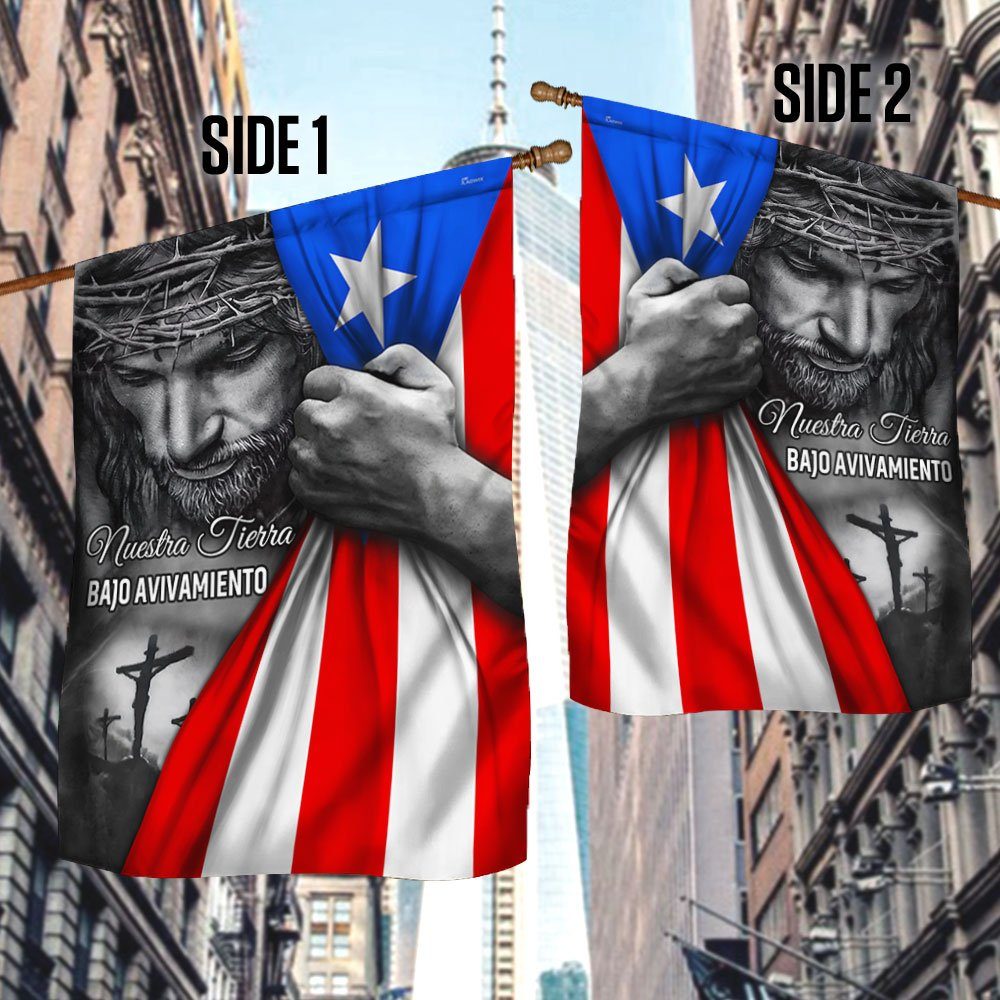 Jesus Flag Nuestra Tierra Bajo Avivamiento Jesus Puerto Rico Flag TRL1697Fv2 - Image 3