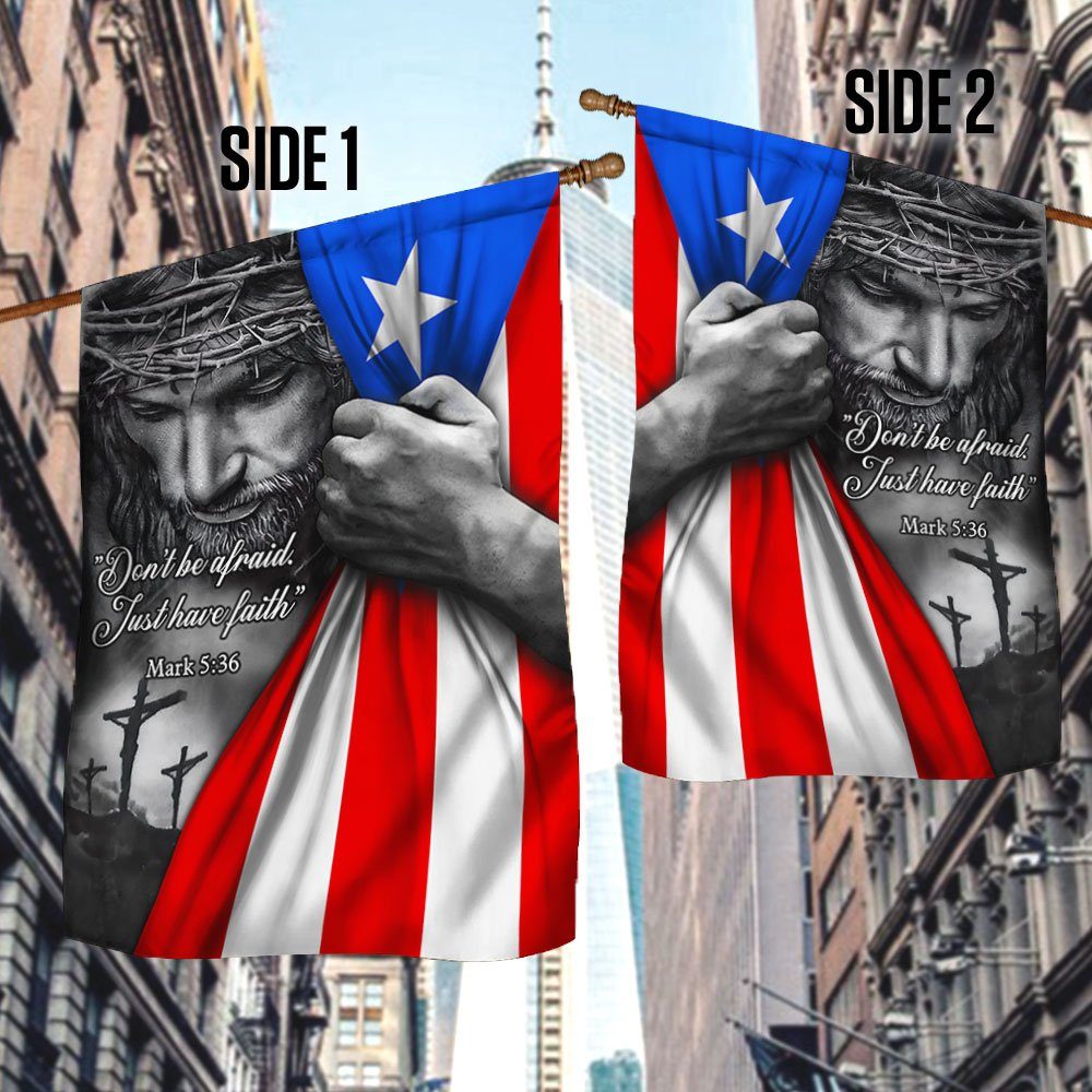 Jesus Flag Puerto Rico Don't Be Afraid Just Have Faith Puerto Rican Flag TRL06Fv9 - Image 3