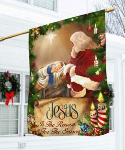 Jesus Flag Santa Claus Jesus Is The Reason For Christmas Season Flag TRL1634F