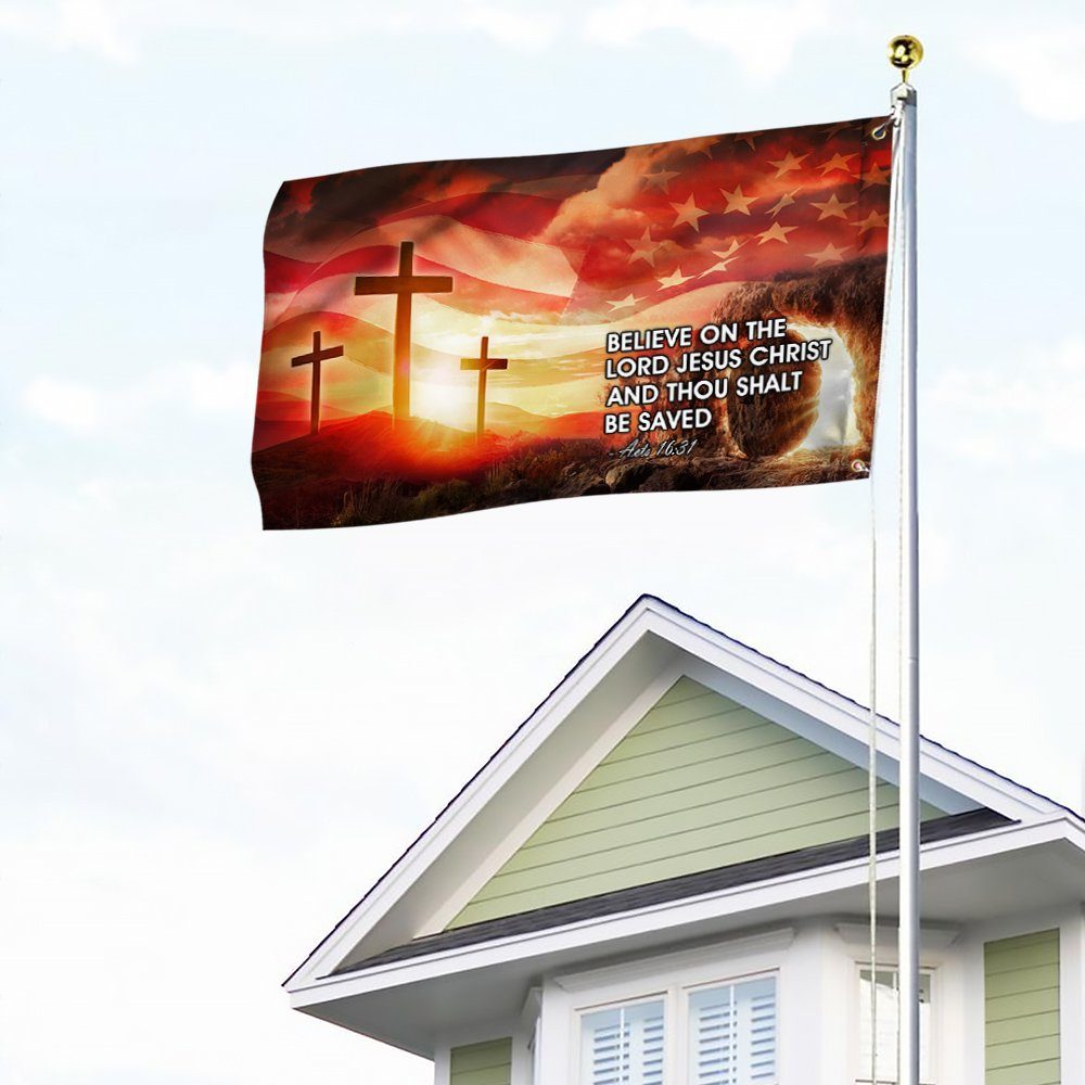 Jesus Grommet Flag Believe On The Lord Jesus Christ MLH1884GF - Image 2