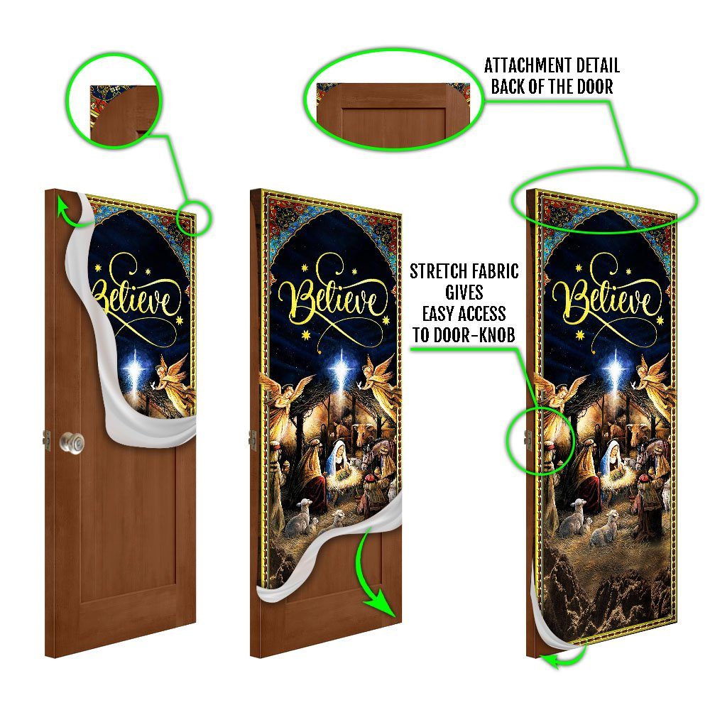 Jesus Is Born, Christmas Silent Night, Holy Family Christmas Door Cover THH2776Dv1 - Image 7