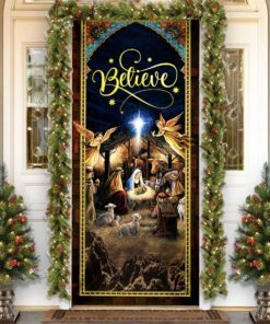Jesus Is Born, Christmas Silent Night, Holy Family Christmas Door Cover THH2776Dv1