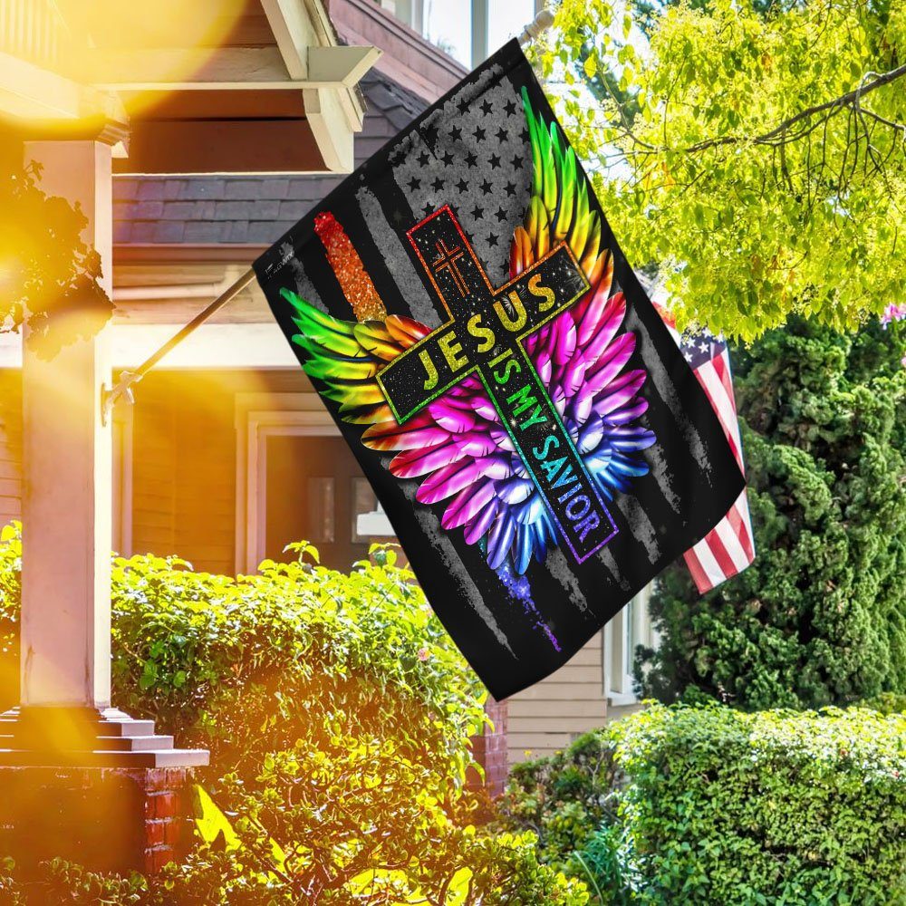 Jesus Is My Savior LGBT Wing Flag