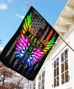 jesus is my savior lgbt wing flag 7132