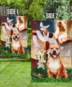 jesus is my savior pitbull is my therapy, jesus holding dog flagwix™ pitbull flag 1551