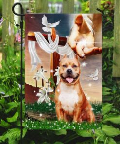 jesus is my savior pitbull is my therapy, jesus holding dog flagwix™ pitbull flag 1716