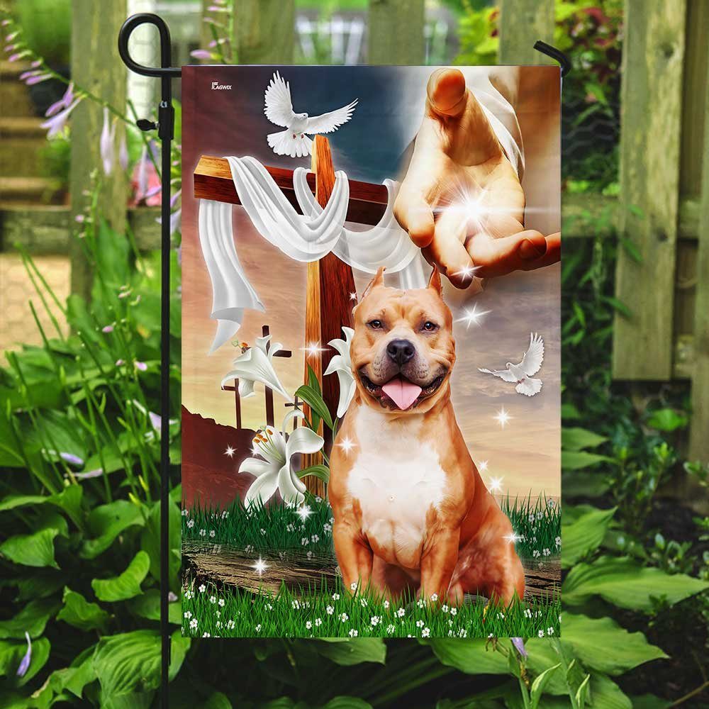 Jesus Is My Savior Pitbull Is My Therapy, Jesus Holding Dog Flagwix™ Pitbull Flag - Image 7