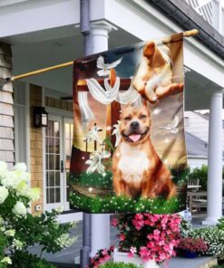 jesus is my savior pitbull is my therapy, jesus holding dog flagwix™ pitbull flag 4313
