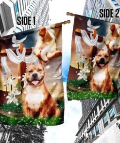 jesus is my savior pitbull is my therapy, jesus holding dog flagwix™ pitbull flag 4590