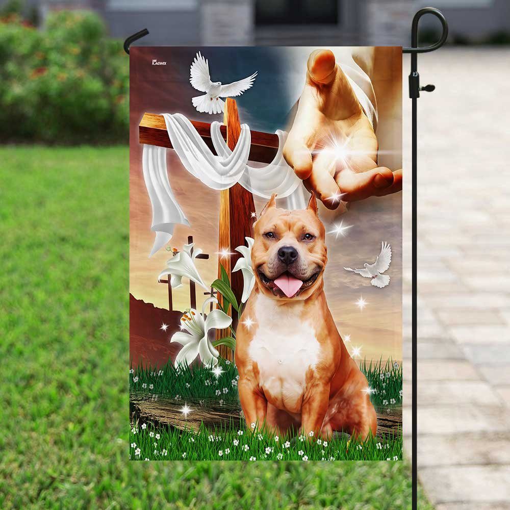 Jesus Is My Savior Pitbull Is My Therapy, Jesus Holding Dog Flagwix™ Pitbull Flag - Image 6
