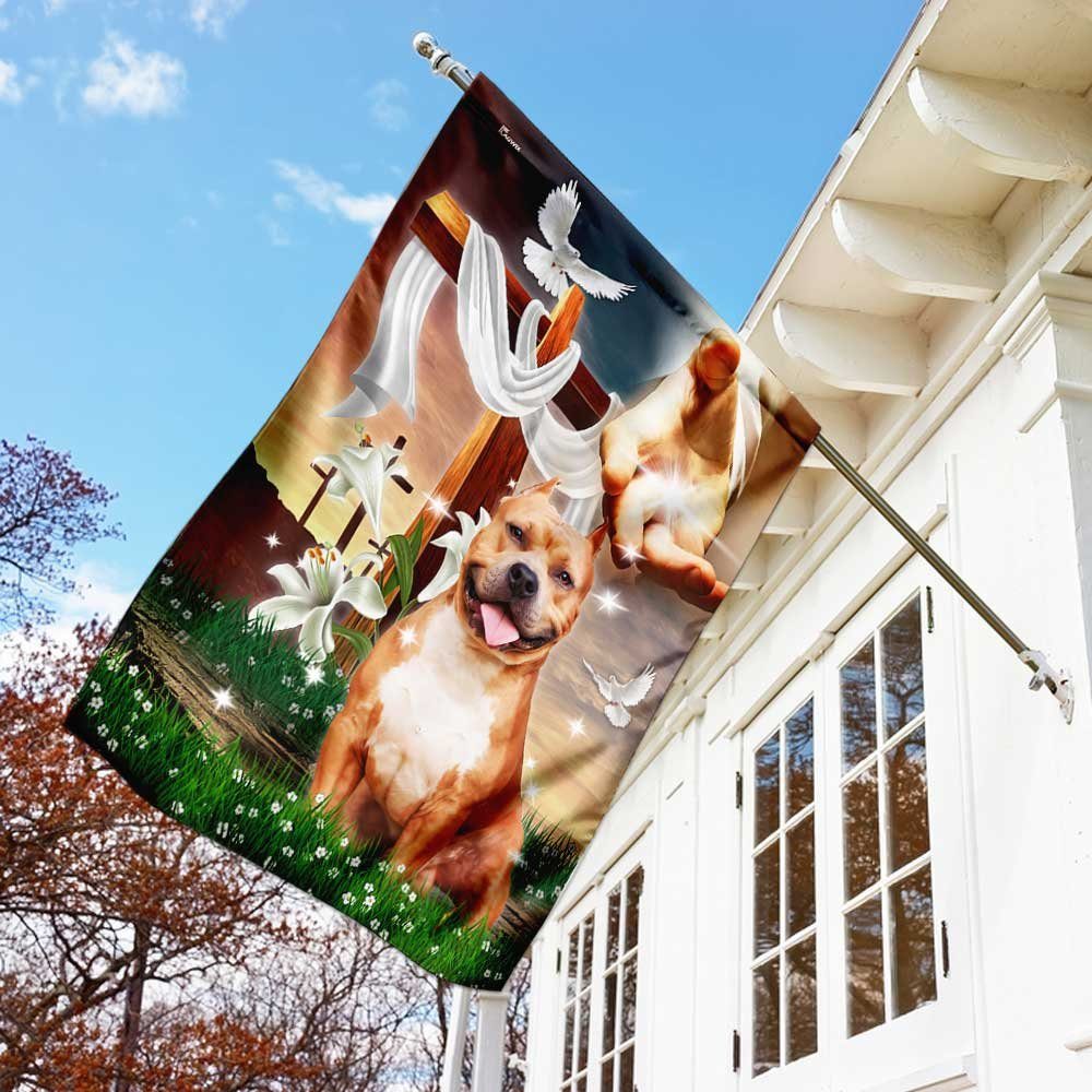 Jesus Is My Savior Pitbull Is My Therapy, Jesus Holding Dog Flagwix™ Pitbull Flag - Image 3