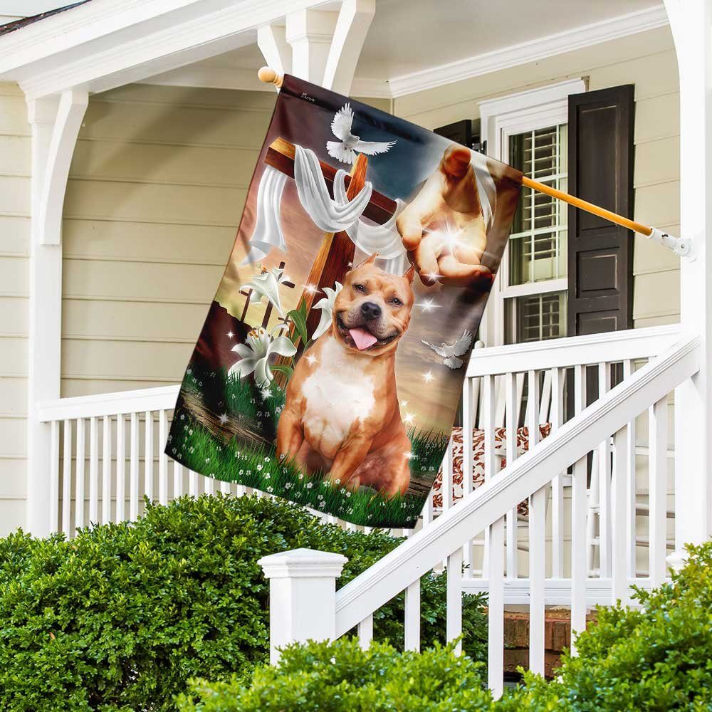 Jesus Is My Savior Pitbull Is My Therapy, Jesus Holding Dog Flagwix™ Pitbull Flag - Image 5