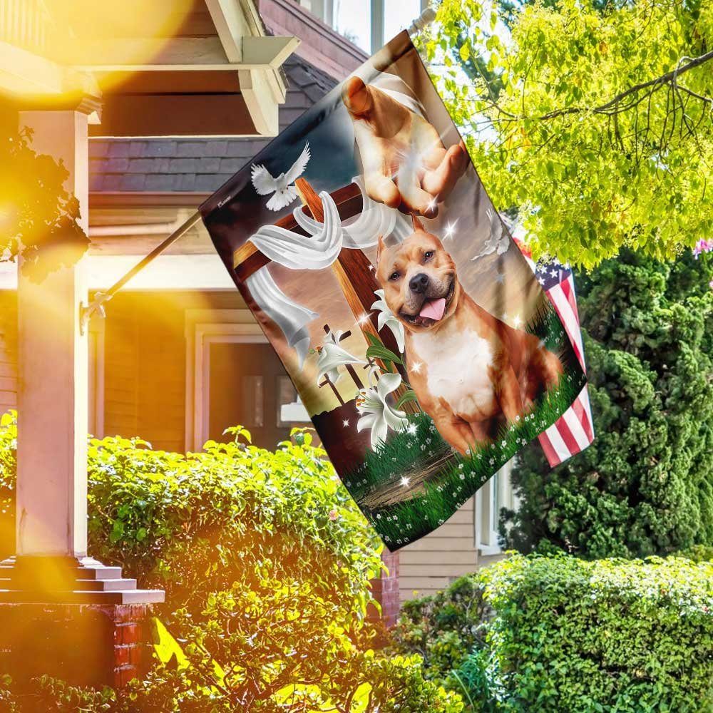 Jesus Is My Savior Pitbull Is My Therapy, Jesus Holding Dog Flagwix™ Pitbull Flag
