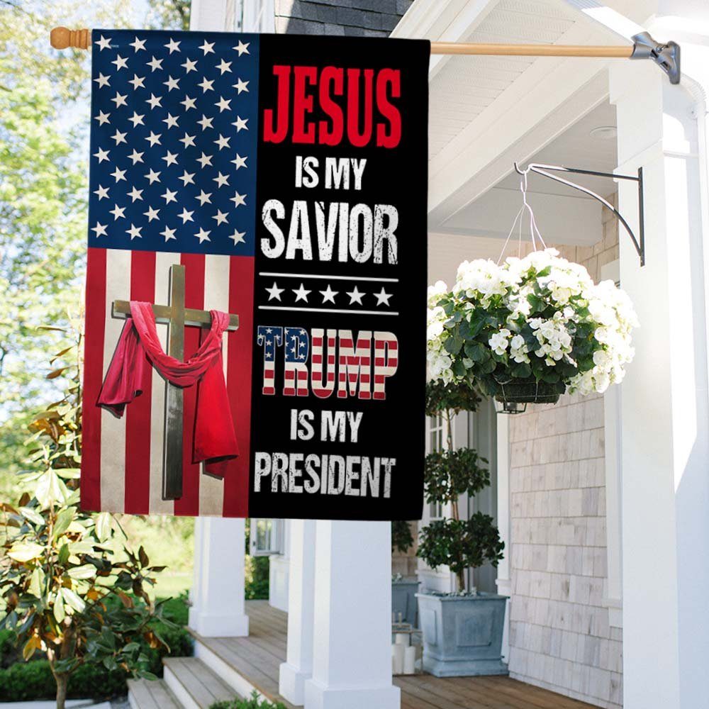 Jesus Is My Savior Trump Is My  President Flag MLN1517F - Image 2
