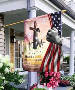 jesus is risen. christian easter day flag 3557