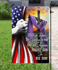 jesus is risen. easter christian cross flag 5755