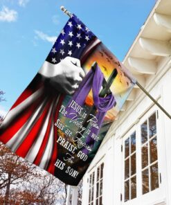 jesus is risen. easter christian cross flag 8045