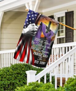 Jesus Is Risen. Easter Christian Cross Flag