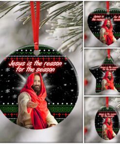 jesus is the reason for the season ceramic ornament 5288