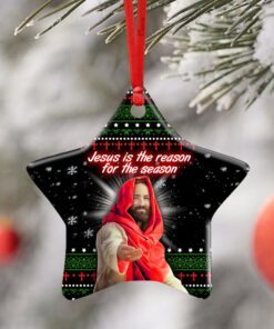 jesus is the reason for the season ceramic ornament 6029
