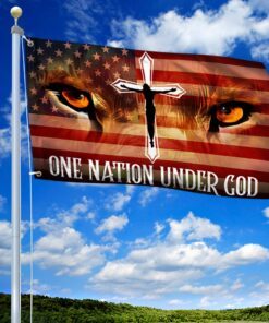 jesus lion eyes grommet flag one nation under god bnt470gf 5290