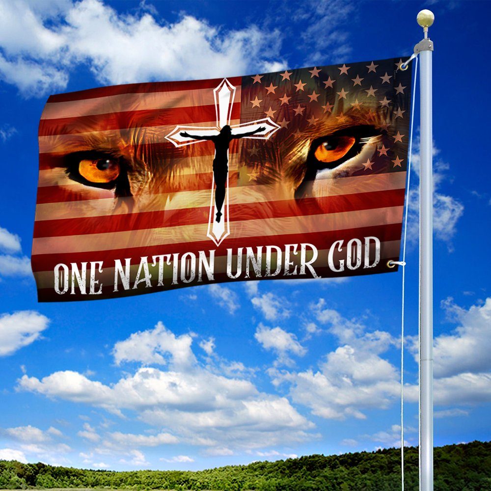 Jesus Lion Eyes Grommet Flag One Nation Under God BNT470GF - Image 4