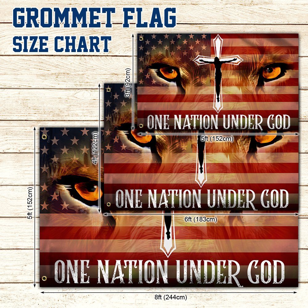 Jesus Lion Eyes Grommet Flag One Nation Under God BNT470GF - Image 5