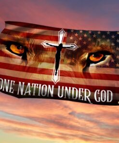 jesus lion eyes grommet flag one nation under god bnt470gf 7306