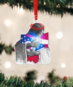 Jesus OHIO Custom - Shaped Ornament Hug USA NTB280Ov2