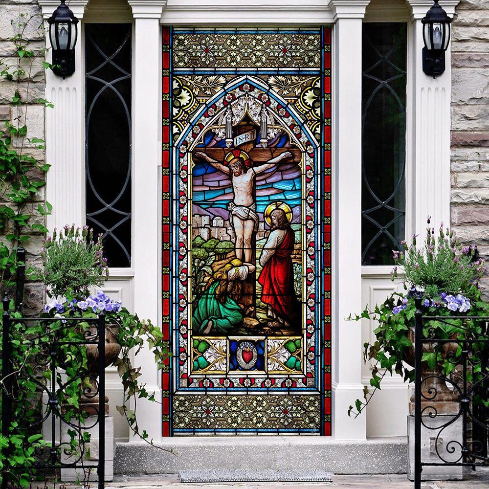 Jesus On The Cross Flagwix™ Colorful Jesus Door Cover - Image 3