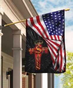 Jesus Saves American US Flag