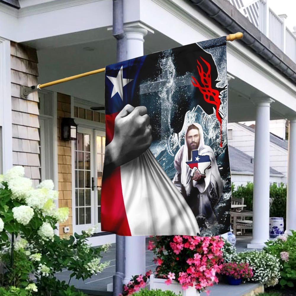 Jesus Saves God Bless Texas v2 Flag