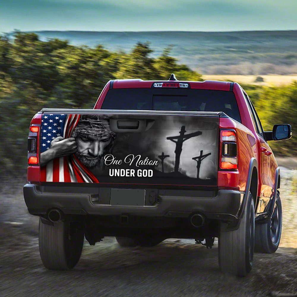Jesus Sticker One Nation Under God American Patriot Truck Tailgate Decal Sticker Wrap TRL06TDv5 - Image 3