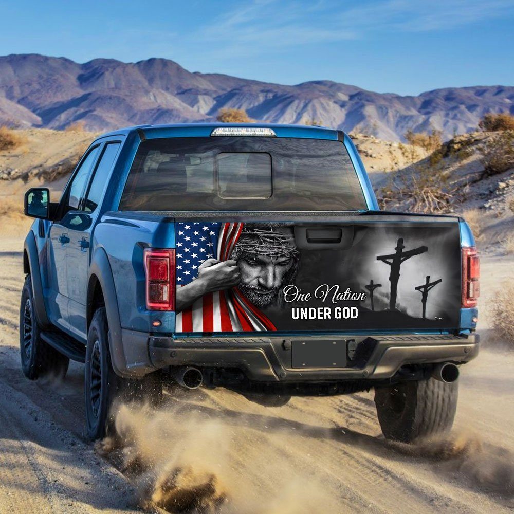 Jesus Sticker One Nation Under God American Patriot Truck Tailgate Decal Sticker Wrap TRL06TDv5 - Image 2