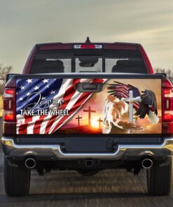 Jesus Take The Wheel God Bless America Truck Tailgate Decal Sticker Wrap MLH1695TD